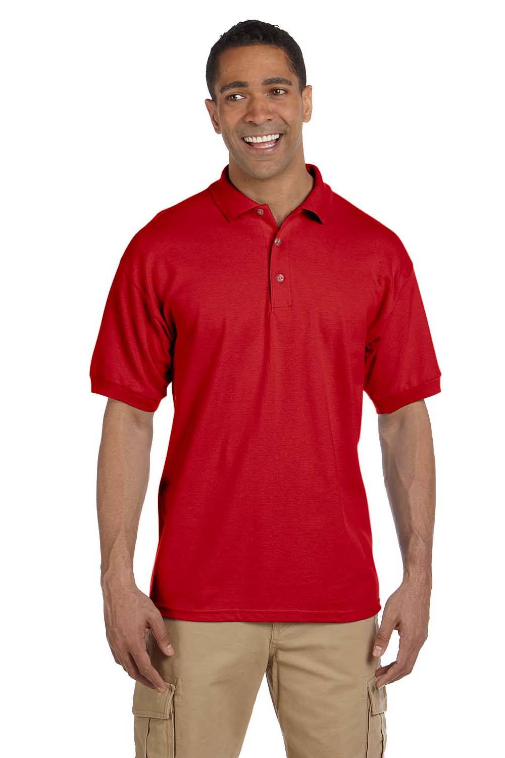 Gildan G380 Mens Short Sleeve Polo Shirt Red Front