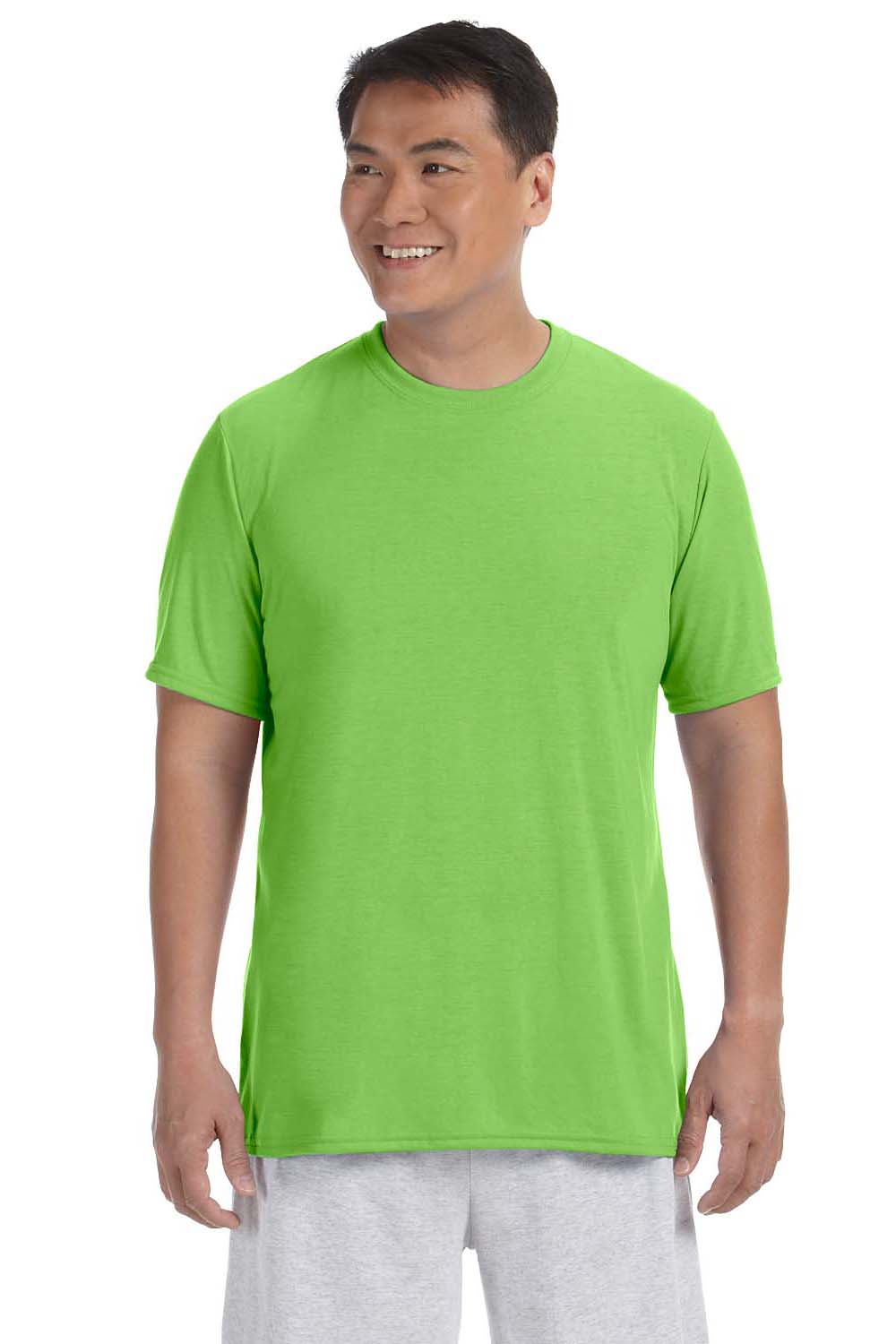 Gildan G420 Mens Performance Jersey Moisture Wicking Short Sleeve Crewneck T-Shirt Lime Green Front