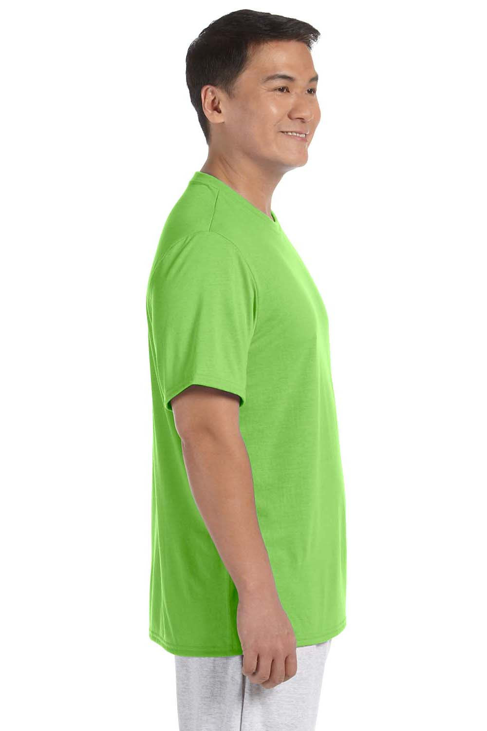 Gildan G420 Mens Performance Jersey Moisture Wicking Short Sleeve Crewneck T-Shirt Lime Green Side
