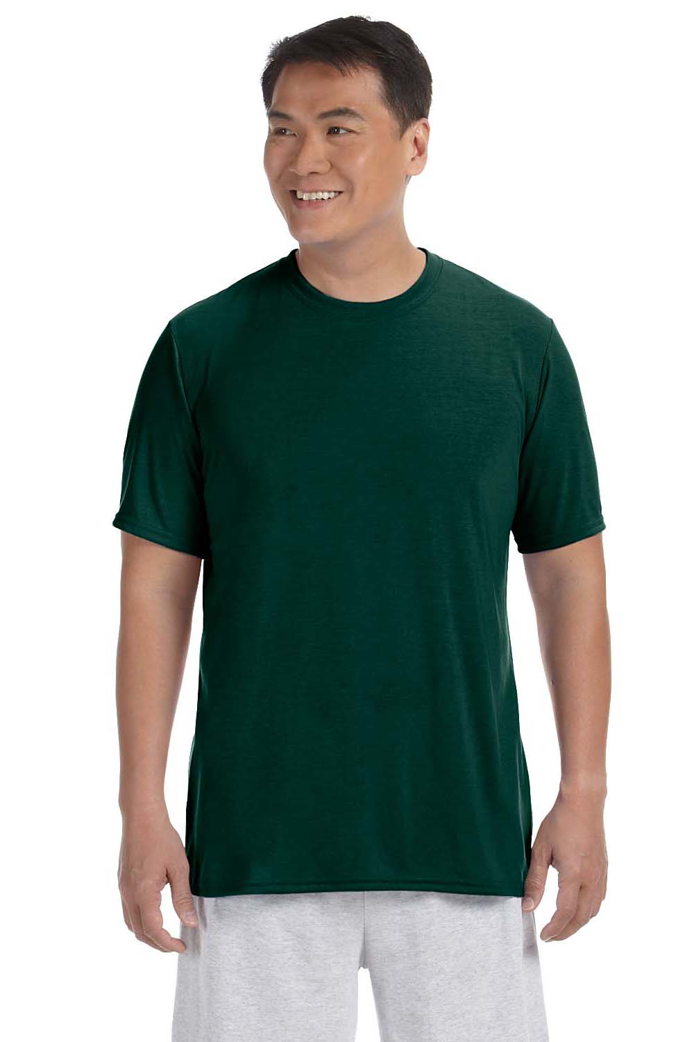 Gildan G420 Mens Performance Jersey Moisture Wicking Short Sleeve Crewneck T-Shirt Forest Green Front