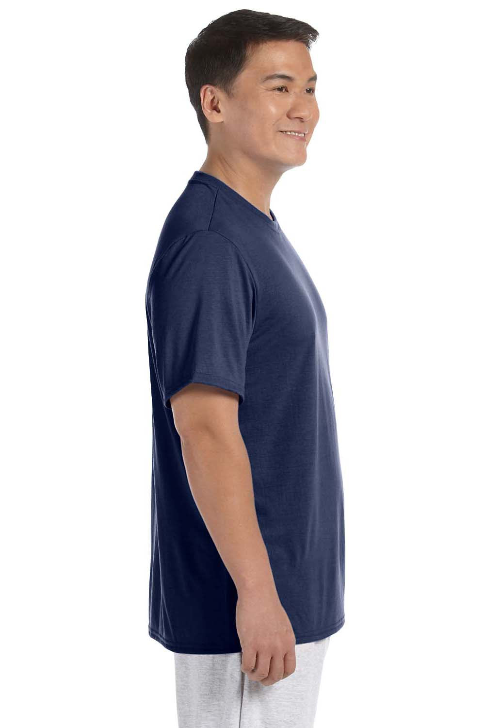 Gildan G420 Mens Performance Jersey Moisture Wicking Short Sleeve Crewneck T-Shirt Navy Blue Side