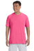 Gildan G420 Mens Performance Jersey Moisture Wicking Short Sleeve Crewneck T-Shirt Safety Pink Front