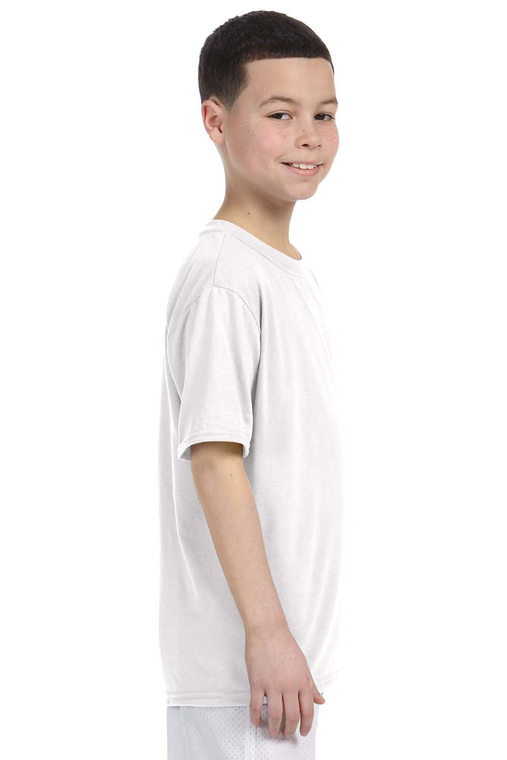 Gildan G420B Youth Performance Jersey Moisture Wicking Short Sleeve Crewneck T-Shirt White Side