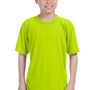 Gildan Youth Performance Jersey Moisture Wicking Short Sleeve Crewneck T-Shirt - Safety Green - Closeout