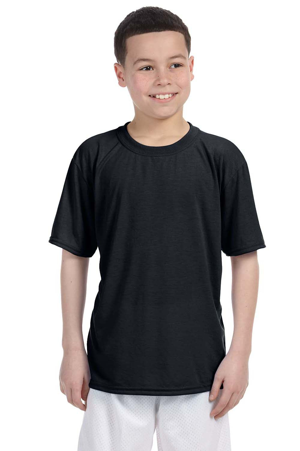 Gildan G420B Youth Performance Jersey Moisture Wicking Short Sleeve Crewneck T-Shirt Black Front