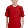 Gildan Youth Performance Jersey Moisture Wicking Short Sleeve Crewneck T-Shirt - Red