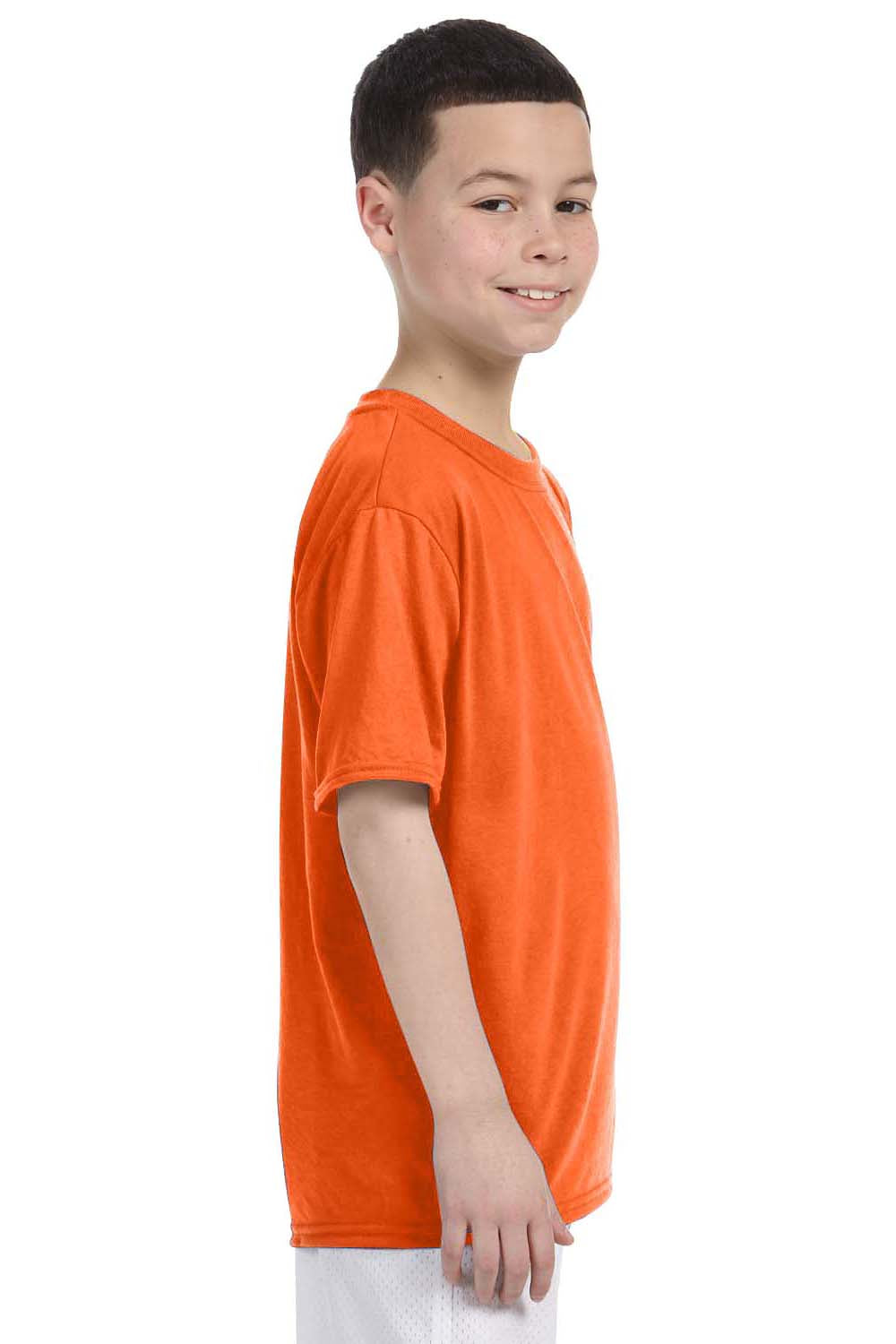 Gildan G420B Youth Performance Jersey Moisture Wicking Short Sleeve Crewneck T-Shirt Orange Side