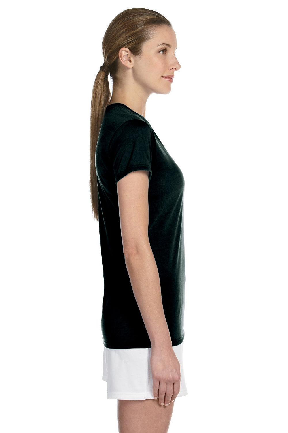 Gildan G420L Womens Performance Jersey Moisture Wicking Short Sleeve Crewneck T-Shirt Black Side
