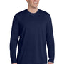 Gildan Mens Performance Jersey Moisture Wicking Long Sleeve Crewneck T-Shirt - Navy Blue