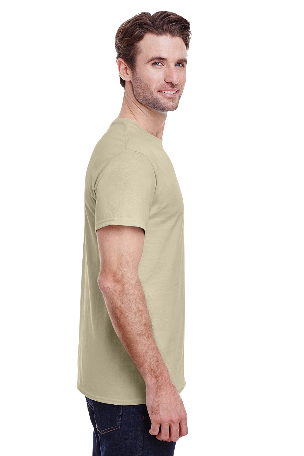 Gildan G500 Mens Short Sleeve Crewneck T-Shirt Sand Brown Side