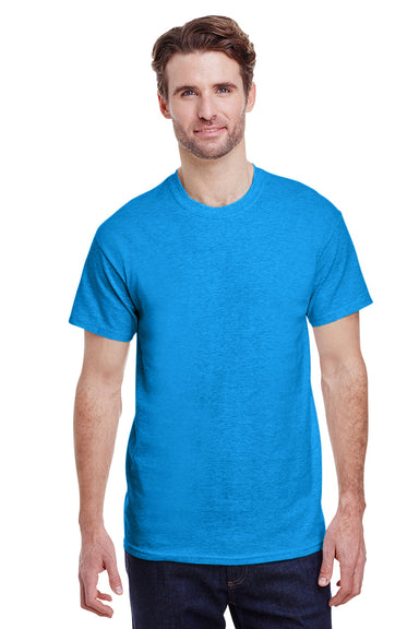 Gildan G500 Mens Short Sleeve Crewneck T-Shirt Heather Sapphire Blue Front