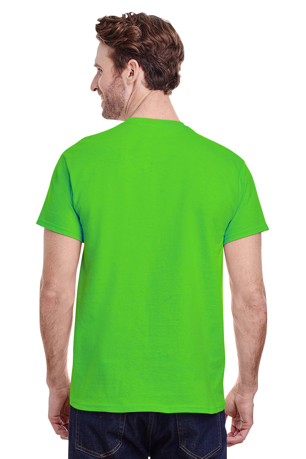 Gildan G500 Mens Short Sleeve Crewneck T-Shirt Lime Green Back