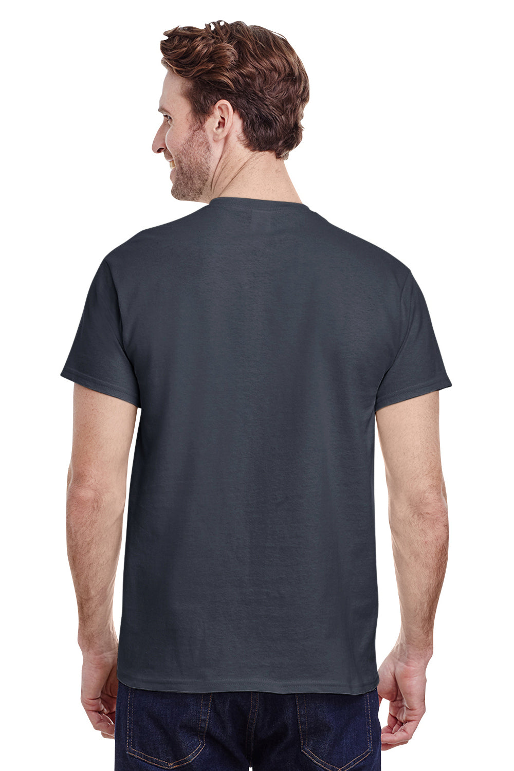 Gildan G500 Mens Short Sleeve Crewneck T-Shirt Charcoal Grey Back