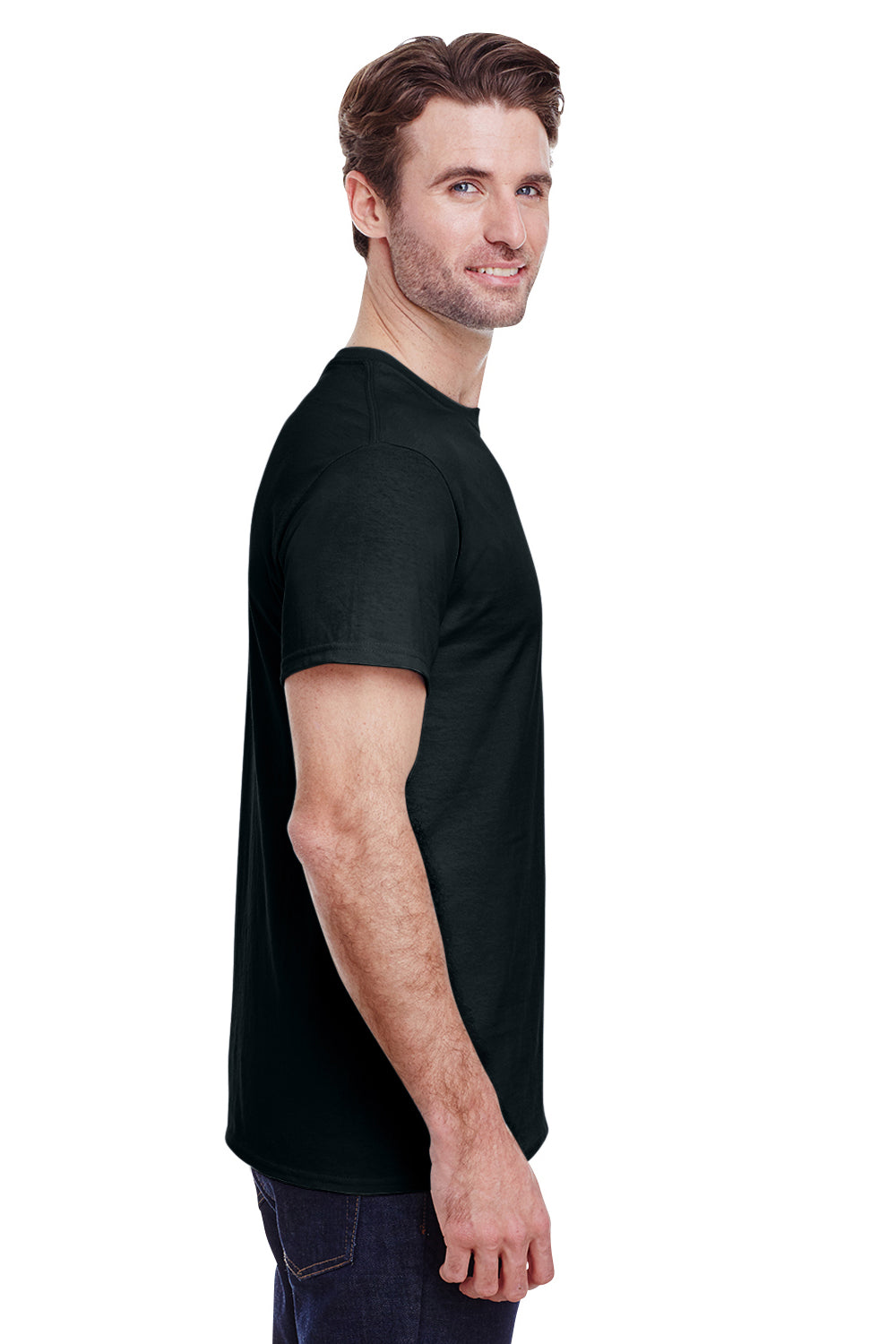 Gildan G500 Mens Short Sleeve Crewneck T-Shirt Black Side
