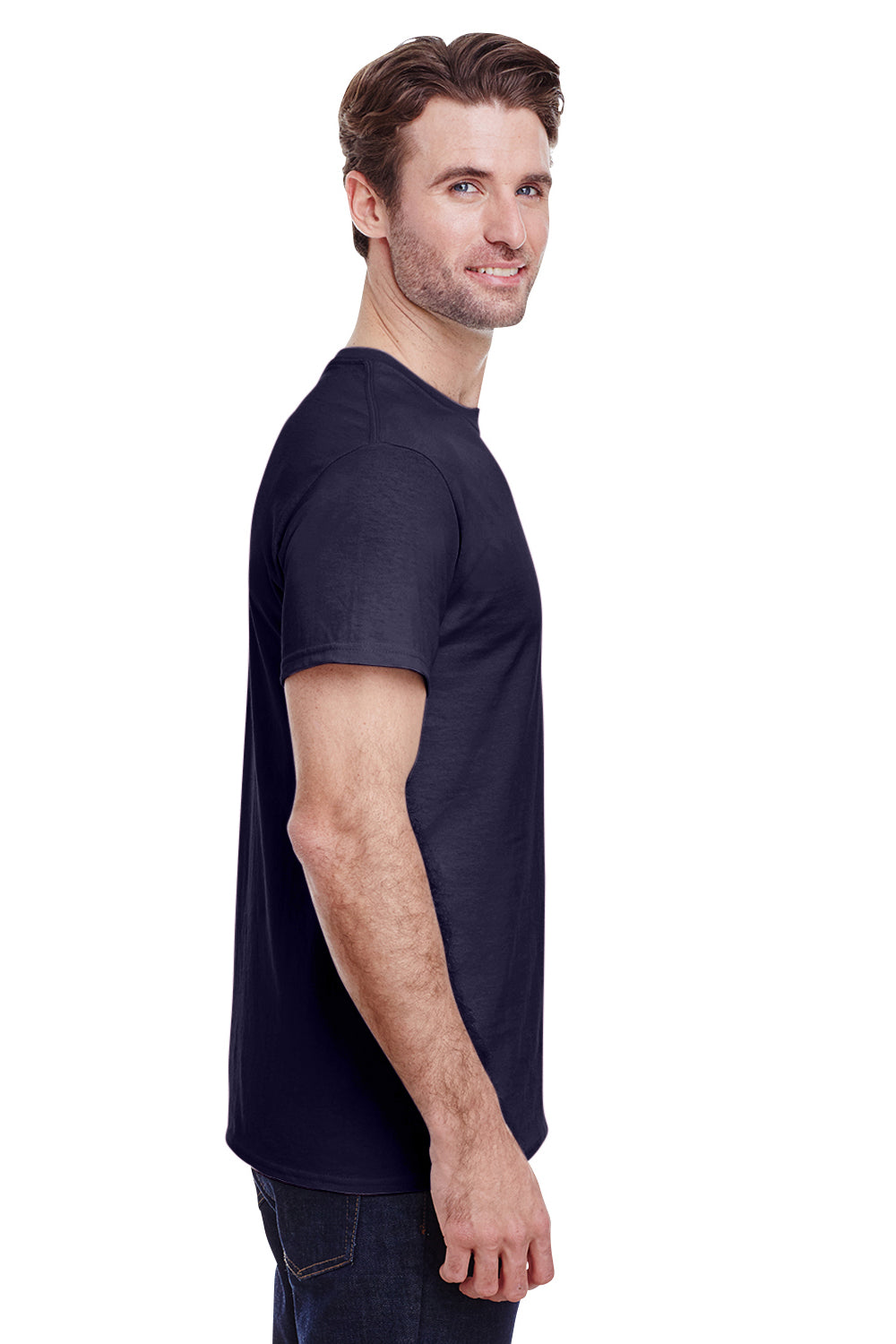 Gildan G500 Mens Short Sleeve Crewneck T-Shirt Navy Blue Side