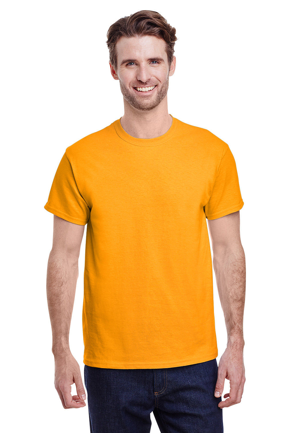 Gildan G500 Mens Short Sleeve Crewneck T-Shirt Gold Front