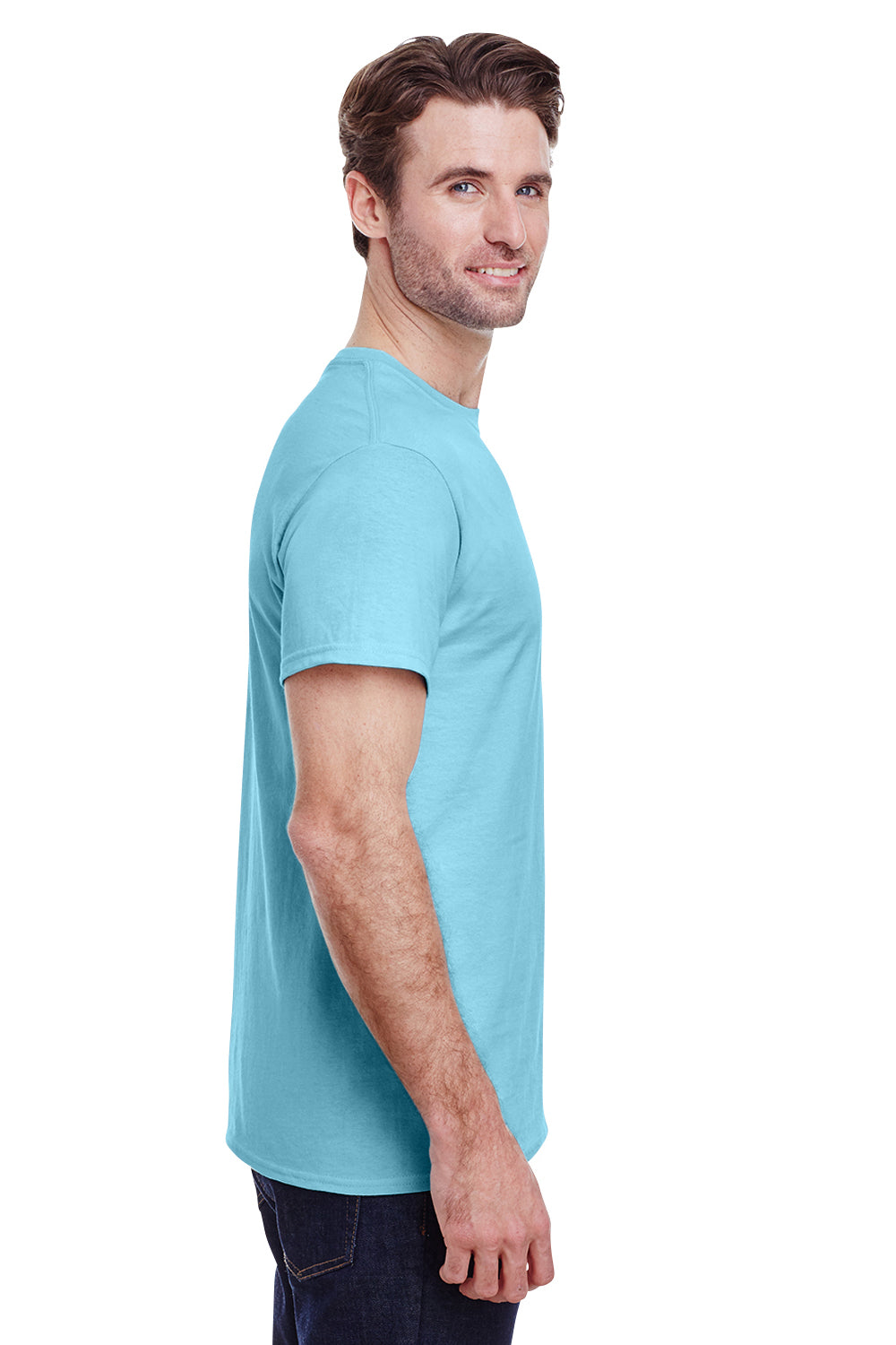 Gildan G500 Mens Short Sleeve Crewneck T-Shirt Sky Blue Side