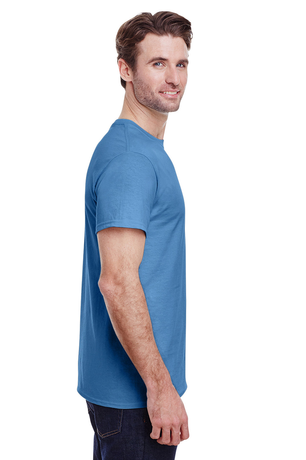 Gildan G500 Mens Short Sleeve Crewneck T-Shirt Carolina Blue Side
