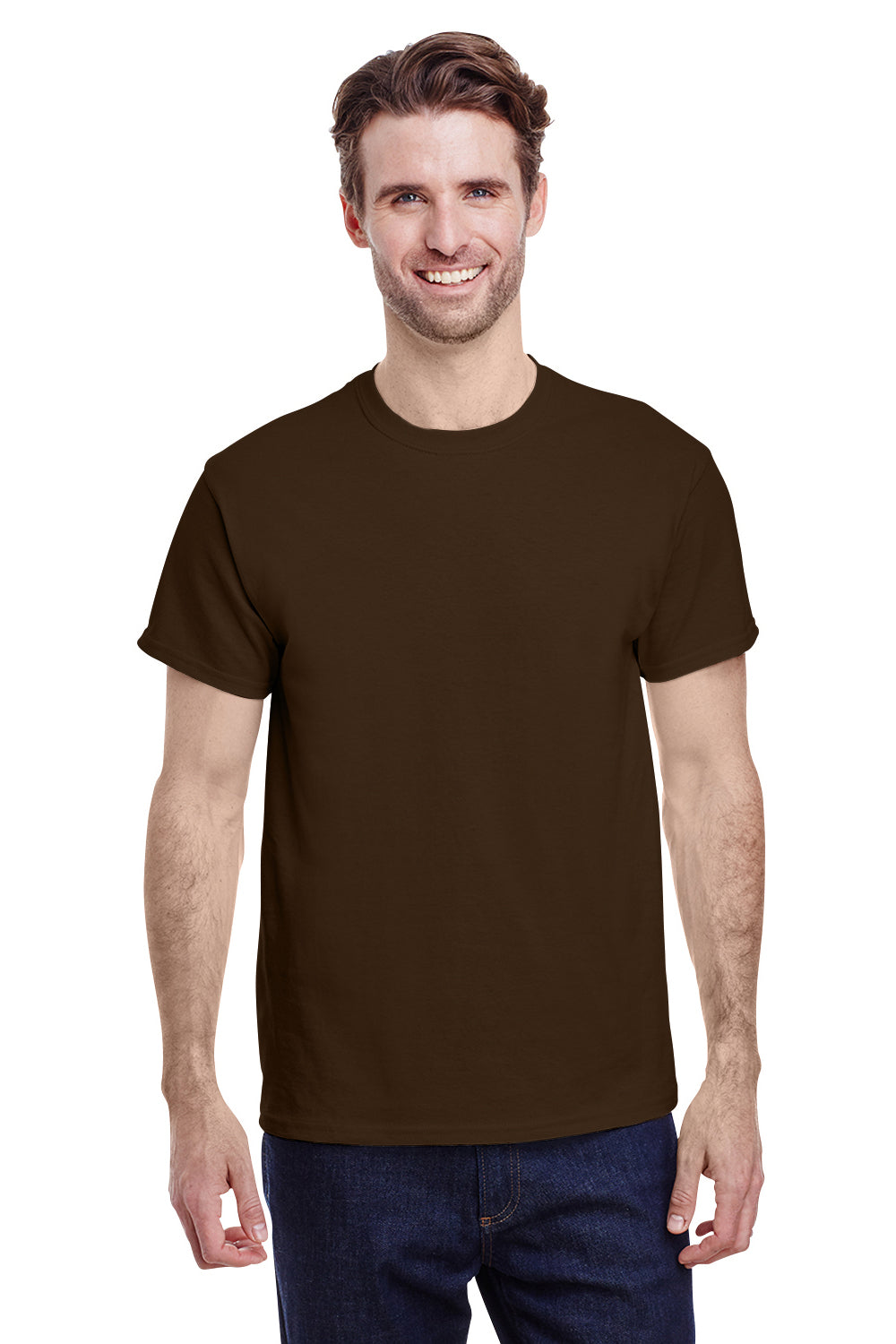 Gildan G500 Mens Short Sleeve Crewneck T-Shirt Chocolate Brown Front