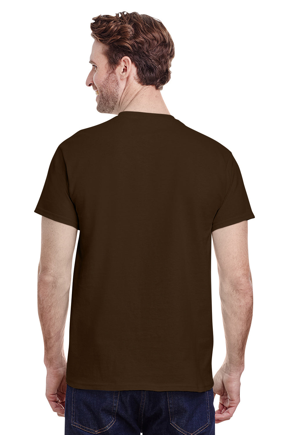 Gildan G500 Mens Short Sleeve Crewneck T-Shirt Chocolate Brown Back