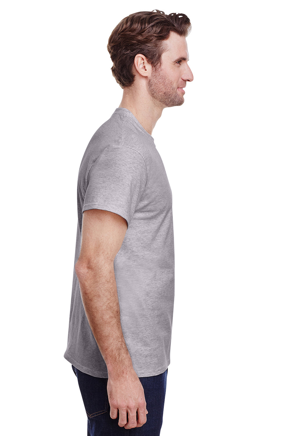 Gildan G500 Mens Short Sleeve Crewneck T-Shirt Sport Grey Side