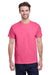 Gildan G500 Mens Short Sleeve Crewneck T-Shirt Safety Pink Front