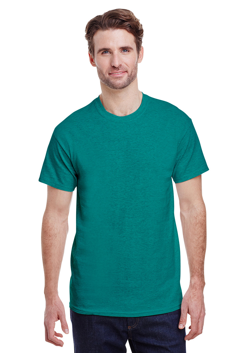 Gildan G500 Mens Short Sleeve Crewneck T-Shirt Antique Jade Green Front