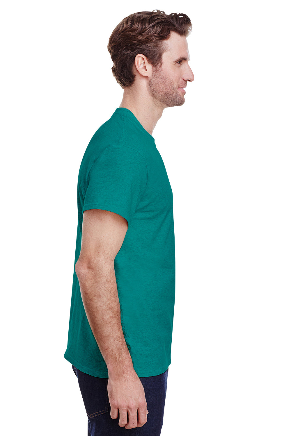 Gildan G500 Mens Short Sleeve Crewneck T-Shirt Antique Jade Green Side
