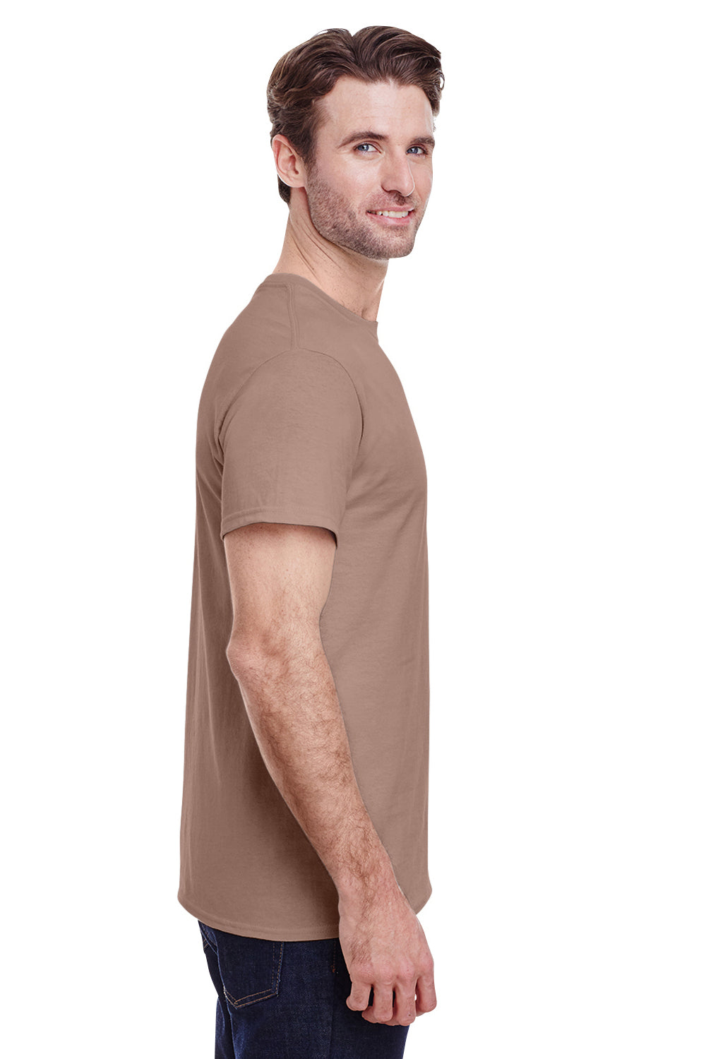 Gildan G500 Mens Short Sleeve Crewneck T-Shirt Brown Savana Side