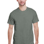 Gildan Mens Short Sleeve Crewneck T-Shirt - Heather Military Green