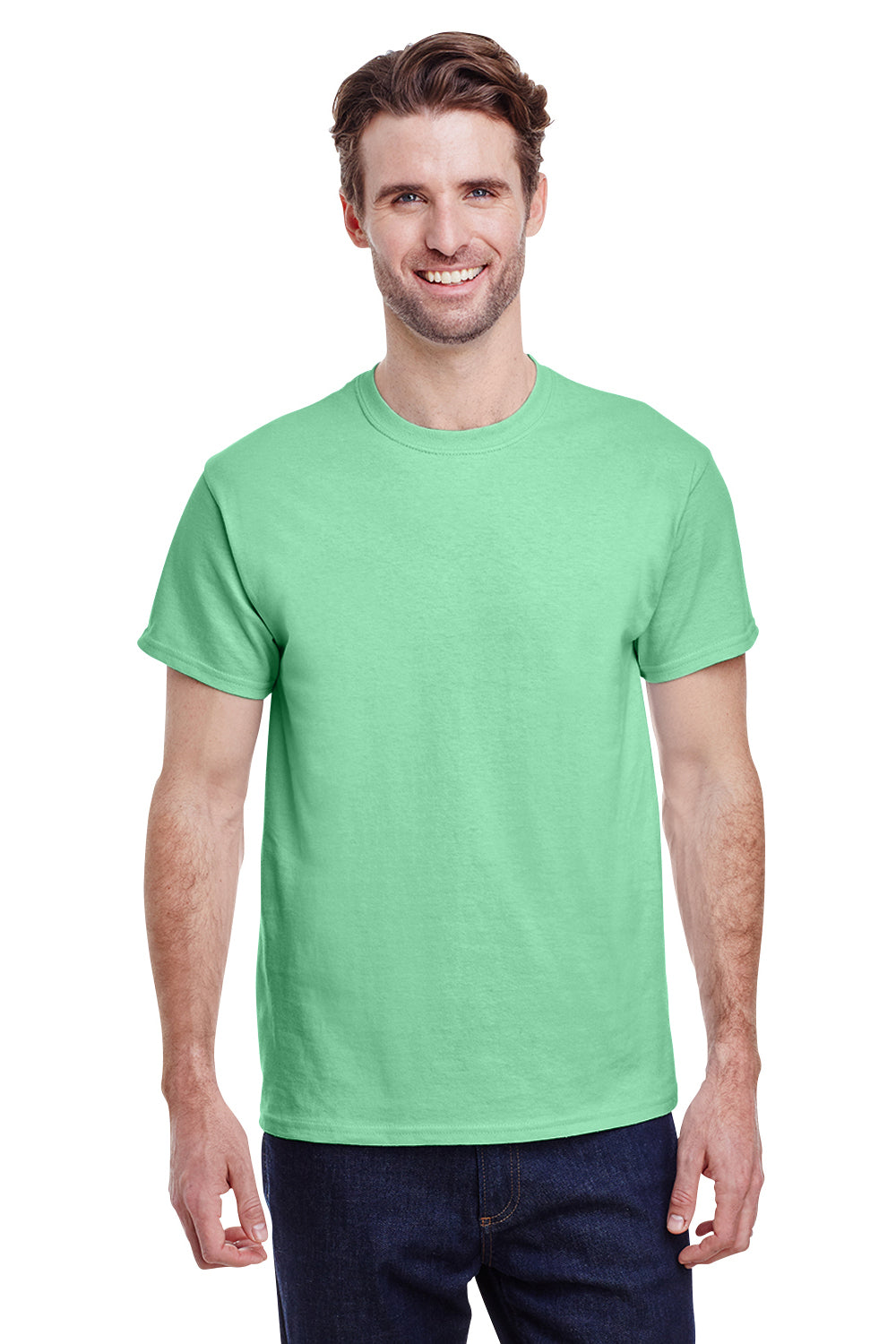 Gildan G500 Mens Short Sleeve Crewneck T-Shirt Mint Green Front