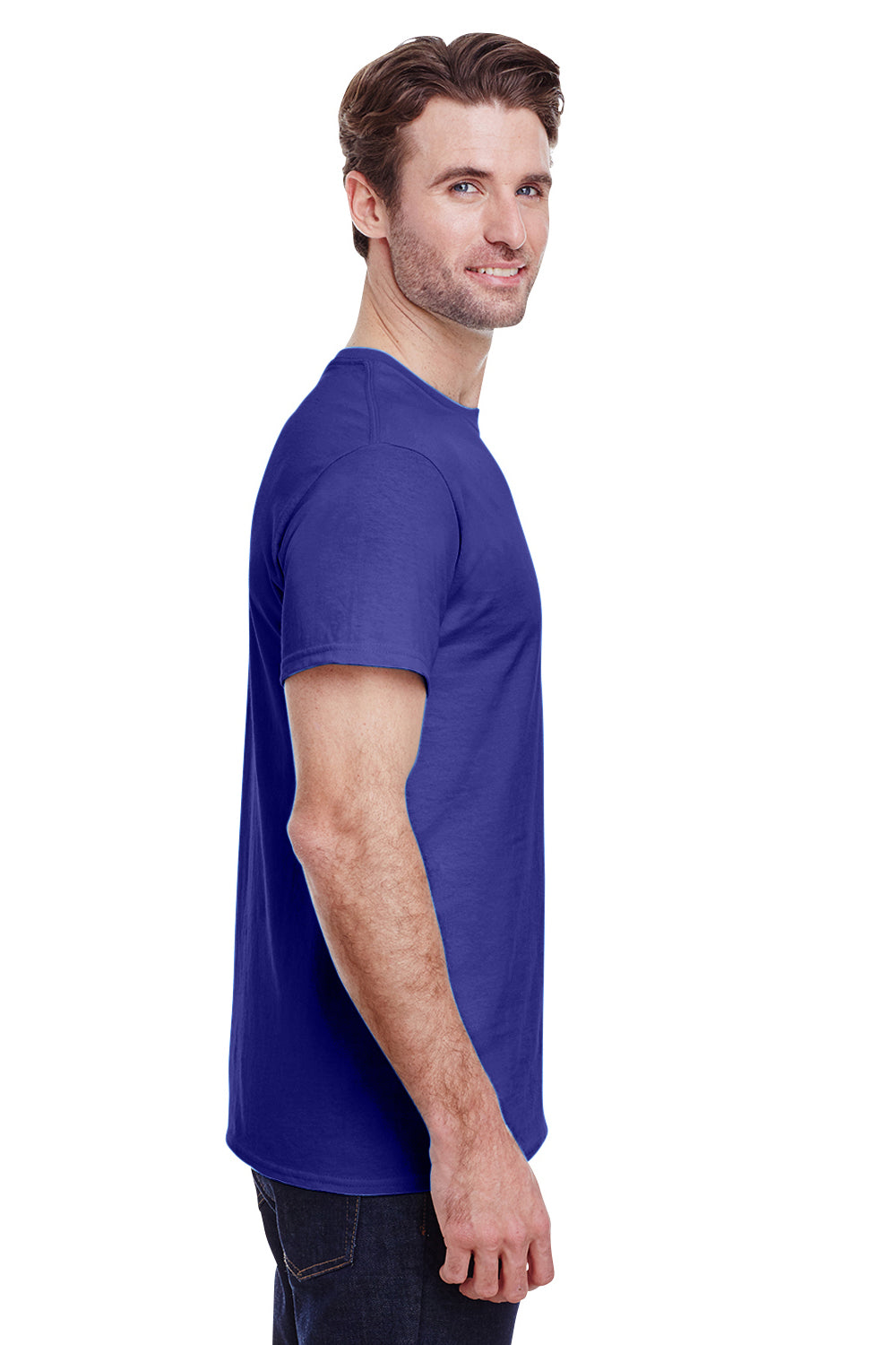 Gildan G500 Mens Short Sleeve Crewneck T-Shirt Neon Blue Side