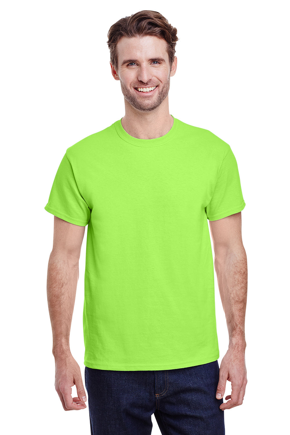Gildan G500 Mens Short Sleeve Crewneck T-Shirt Neon Green Front