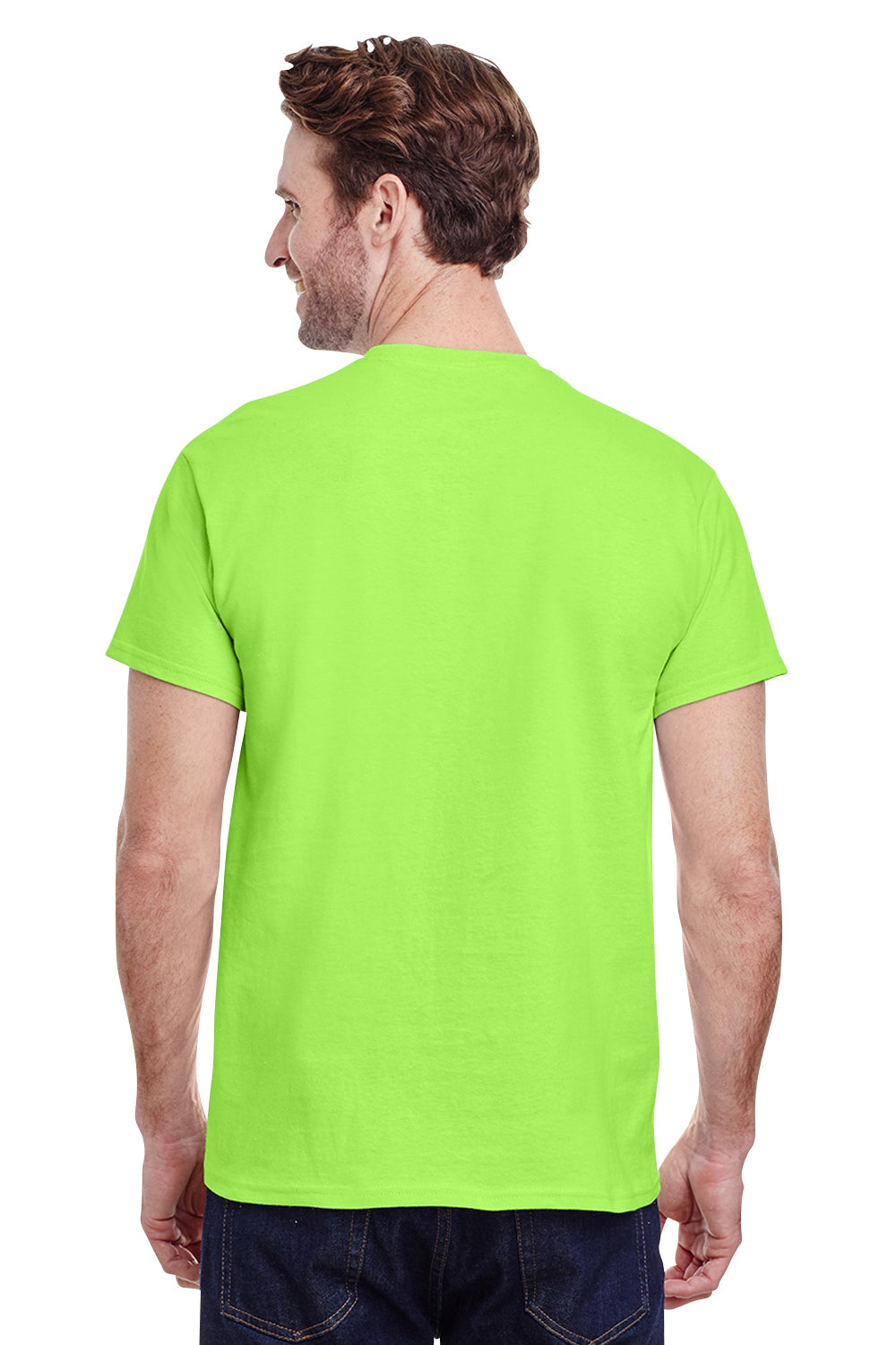 Gildan G500 Mens Short Sleeve Crewneck T-Shirt Neon Green Back