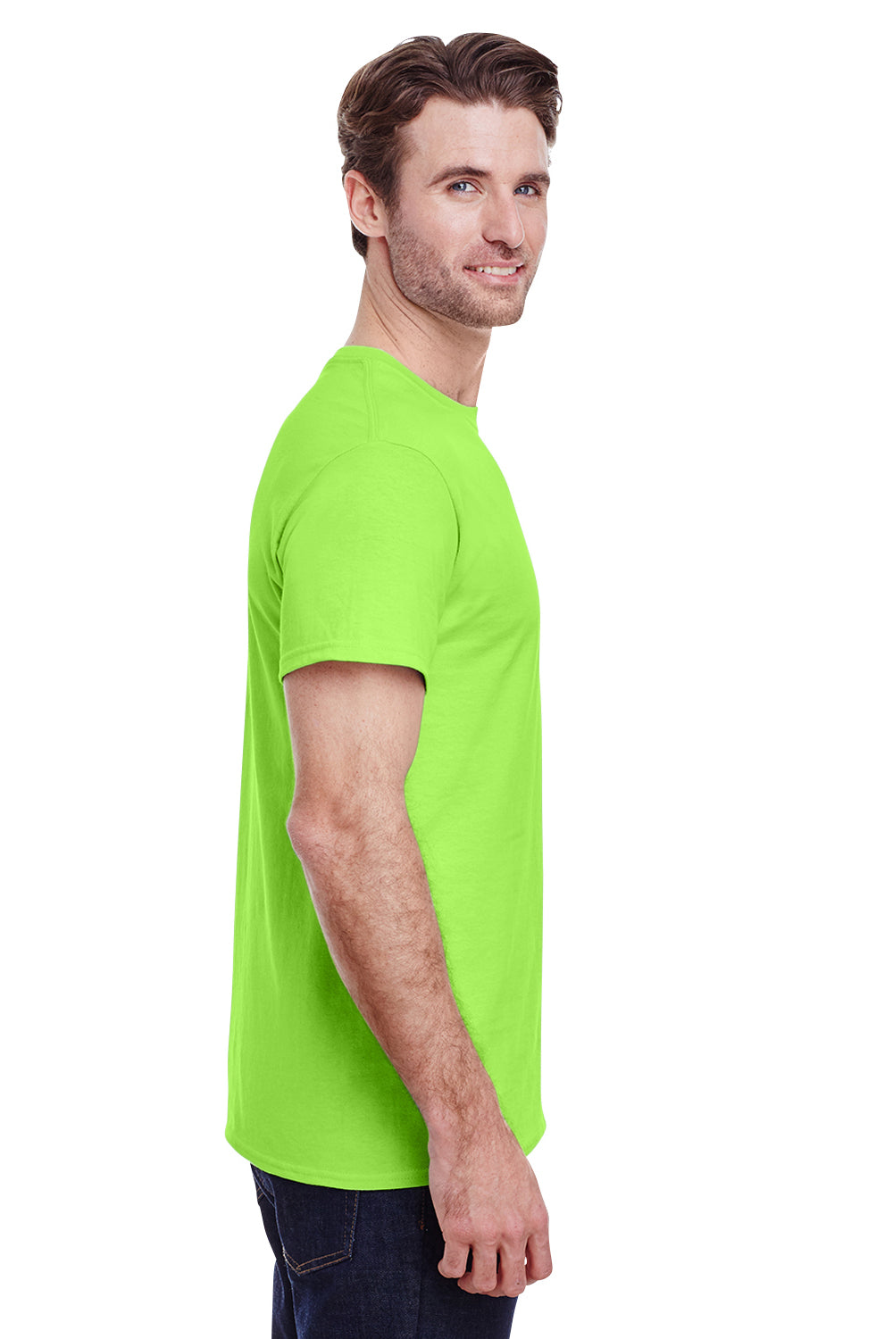 Gildan G500 Mens Short Sleeve Crewneck T-Shirt Neon Green Side