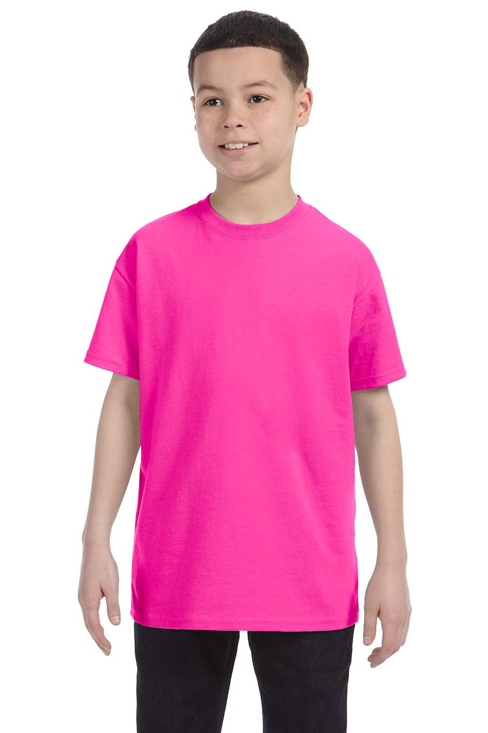 Gildan G500B Youth Short Sleeve Crewneck T-Shirt Azalea Pink Front