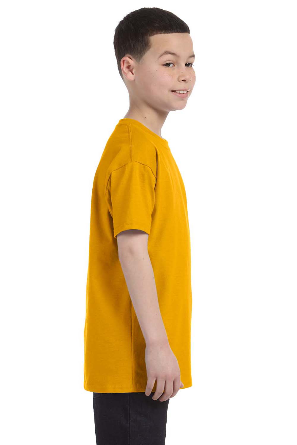 Gildan G500B Youth Short Sleeve Crewneck T-Shirt Gold Side