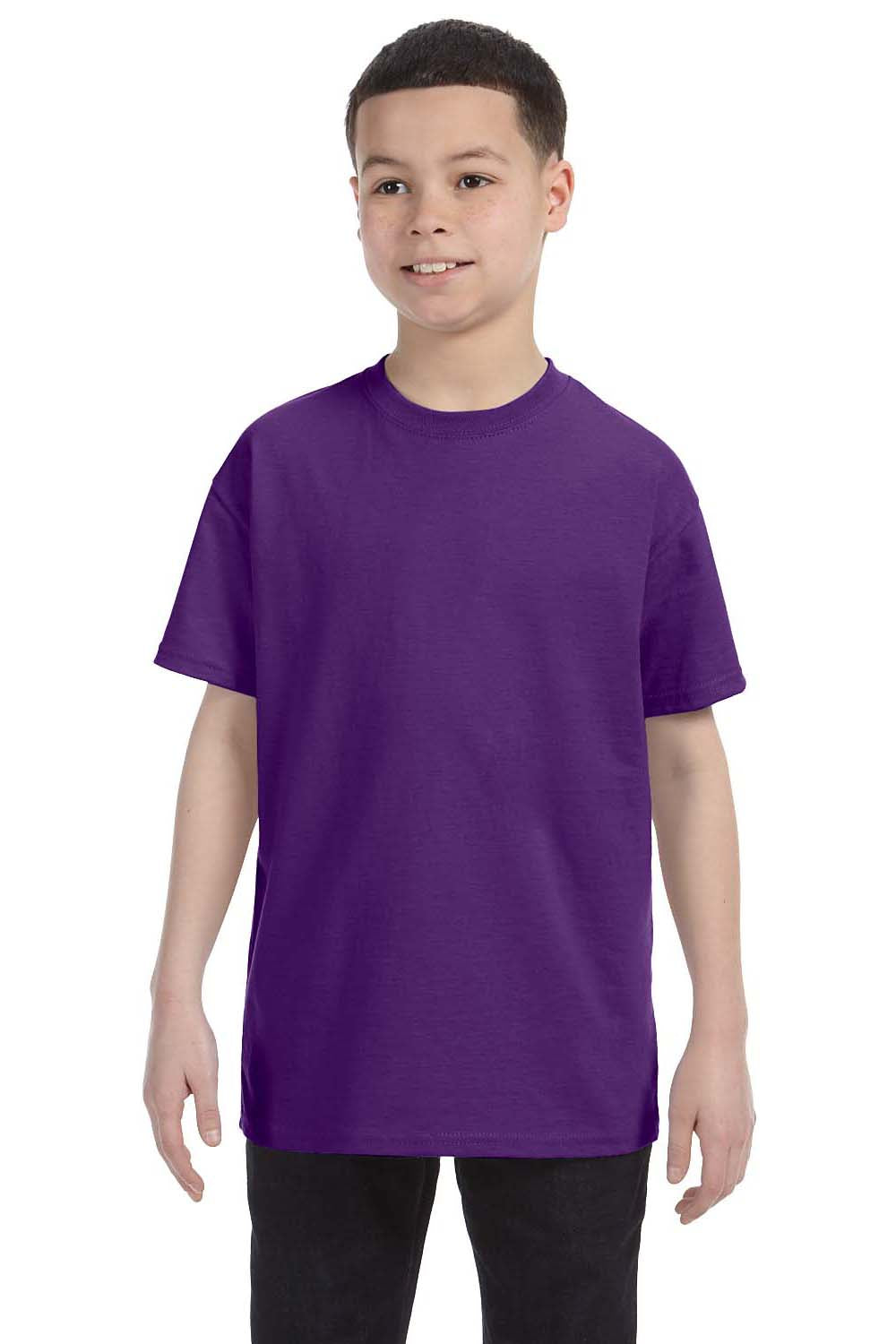 Gildan G500B Youth Short Sleeve Crewneck T-Shirt Purple Front