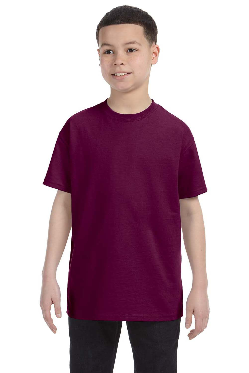 Gildan G500B Youth Short Sleeve Crewneck T-Shirt Maroon Front