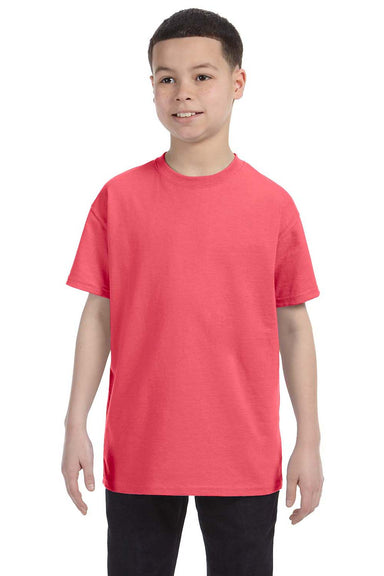 Gildan G500B Youth Short Sleeve Crewneck T-Shirt Coral Silk Pink Front