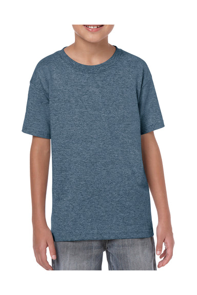 Gildan G500B Youth Short Sleeve Crewneck T-Shirt Heather Navy Blue Front