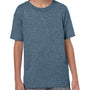 Gildan Youth Short Sleeve Crewneck T-Shirt - Heather Navy Blue