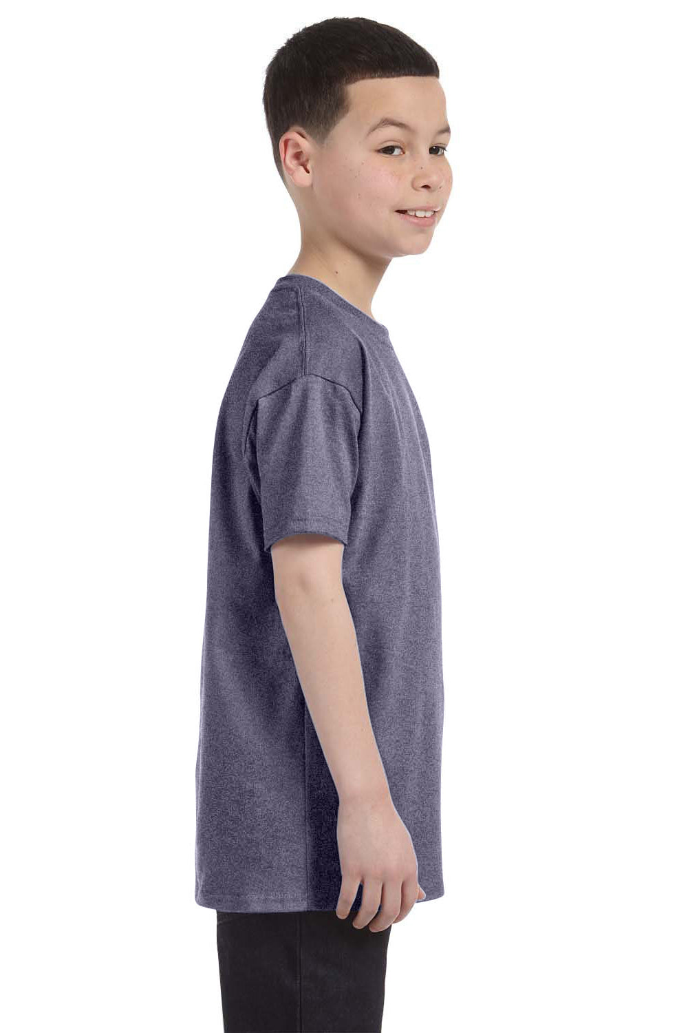 Gildan G500B Youth Short Sleeve Crewneck T-Shirt Heather Graphite Grey Side