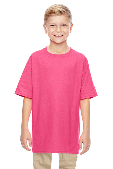 Gildan G500B Youth Short Sleeve Crewneck T-Shirt Safety Pink Front