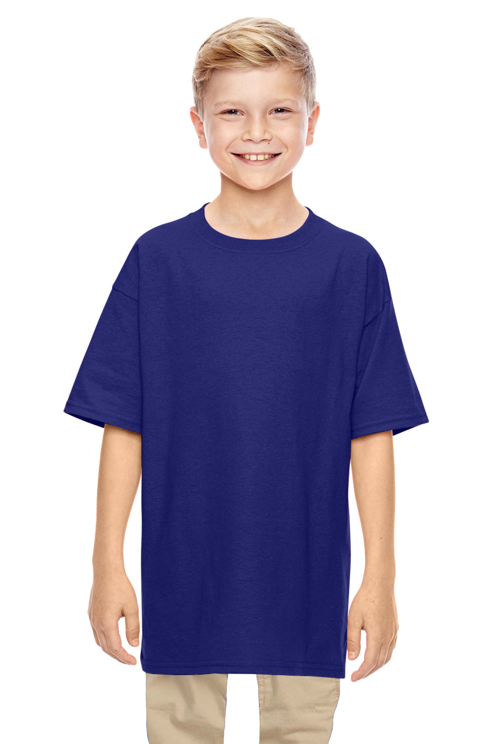 Gildan G500B Youth Short Sleeve Crewneck T-Shirt Neon Blue Front
