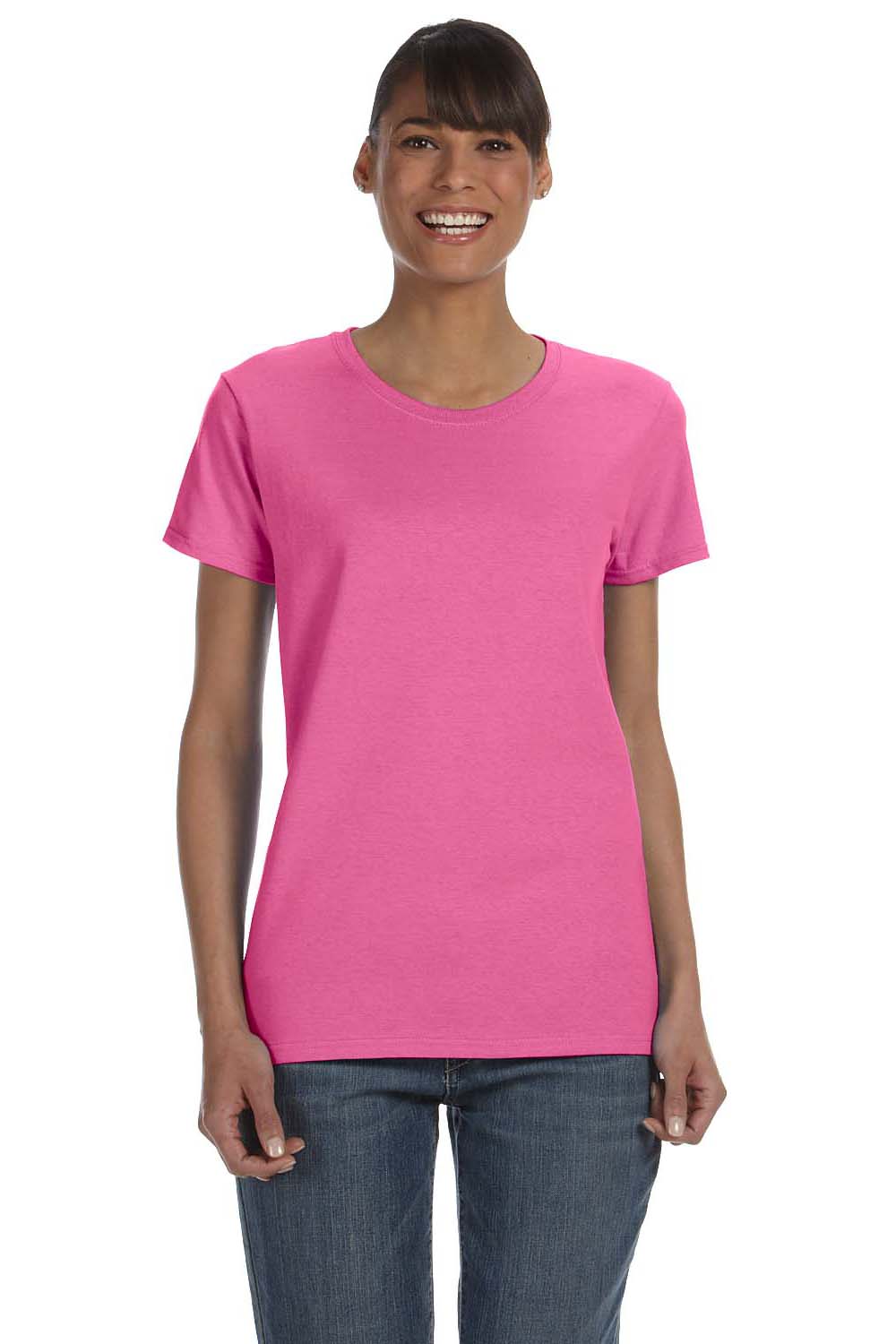 Gildan G500L Womens Short Sleeve Crewneck T-Shirt Azalea Pink Front