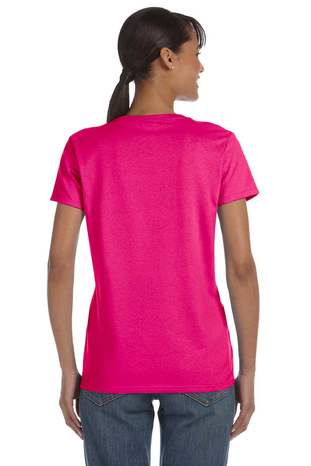 Gildan G500L Womens Short Sleeve Crewneck T-Shirt Heliconia Pink Back