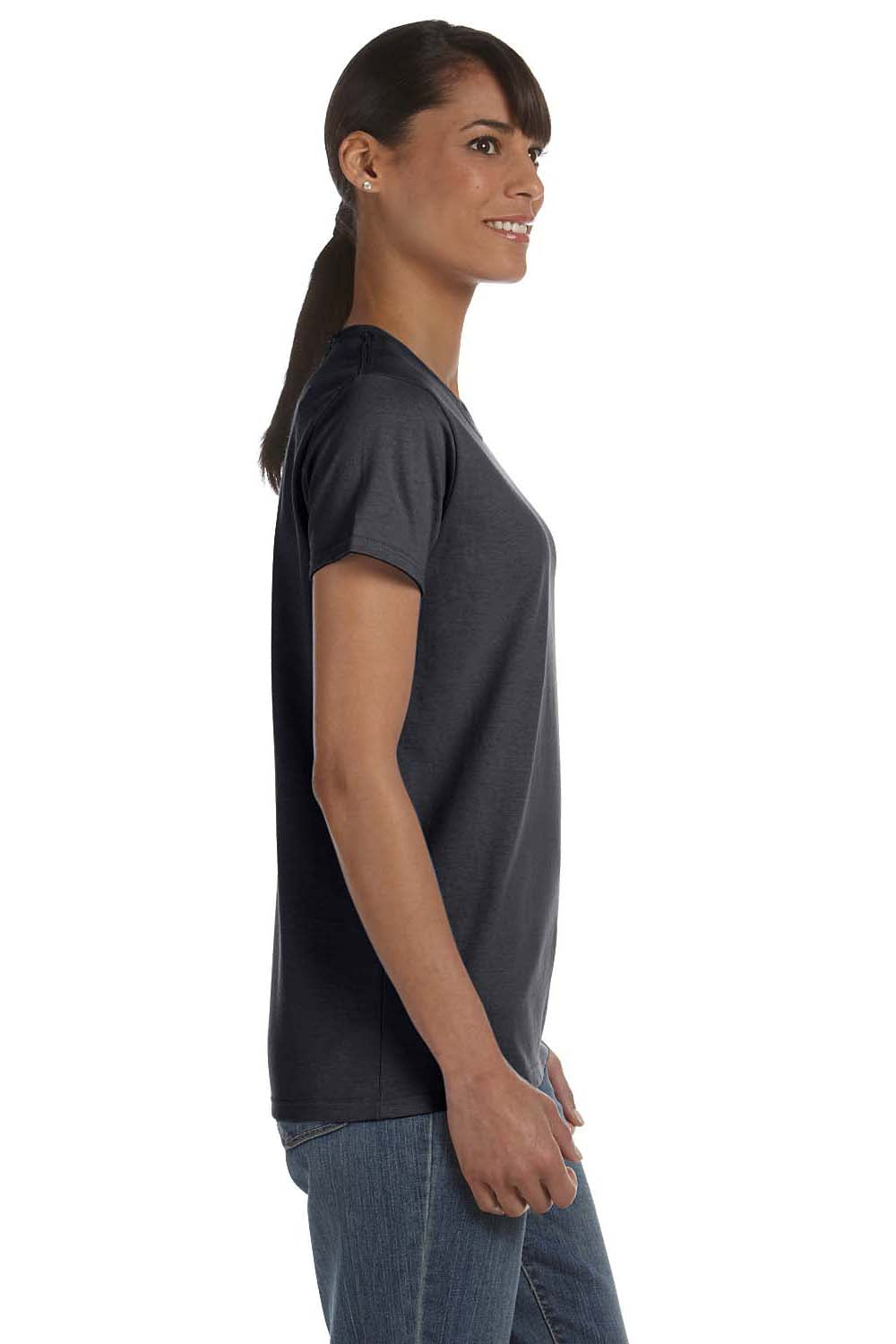 Gildan G500L Womens Short Sleeve Crewneck T-Shirt Charcoal Grey Side