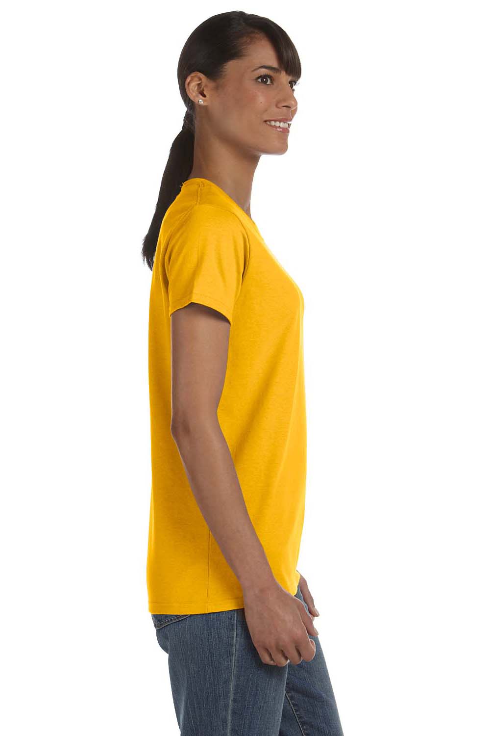 Gildan G500L Womens Short Sleeve Crewneck T-Shirt Gold Side