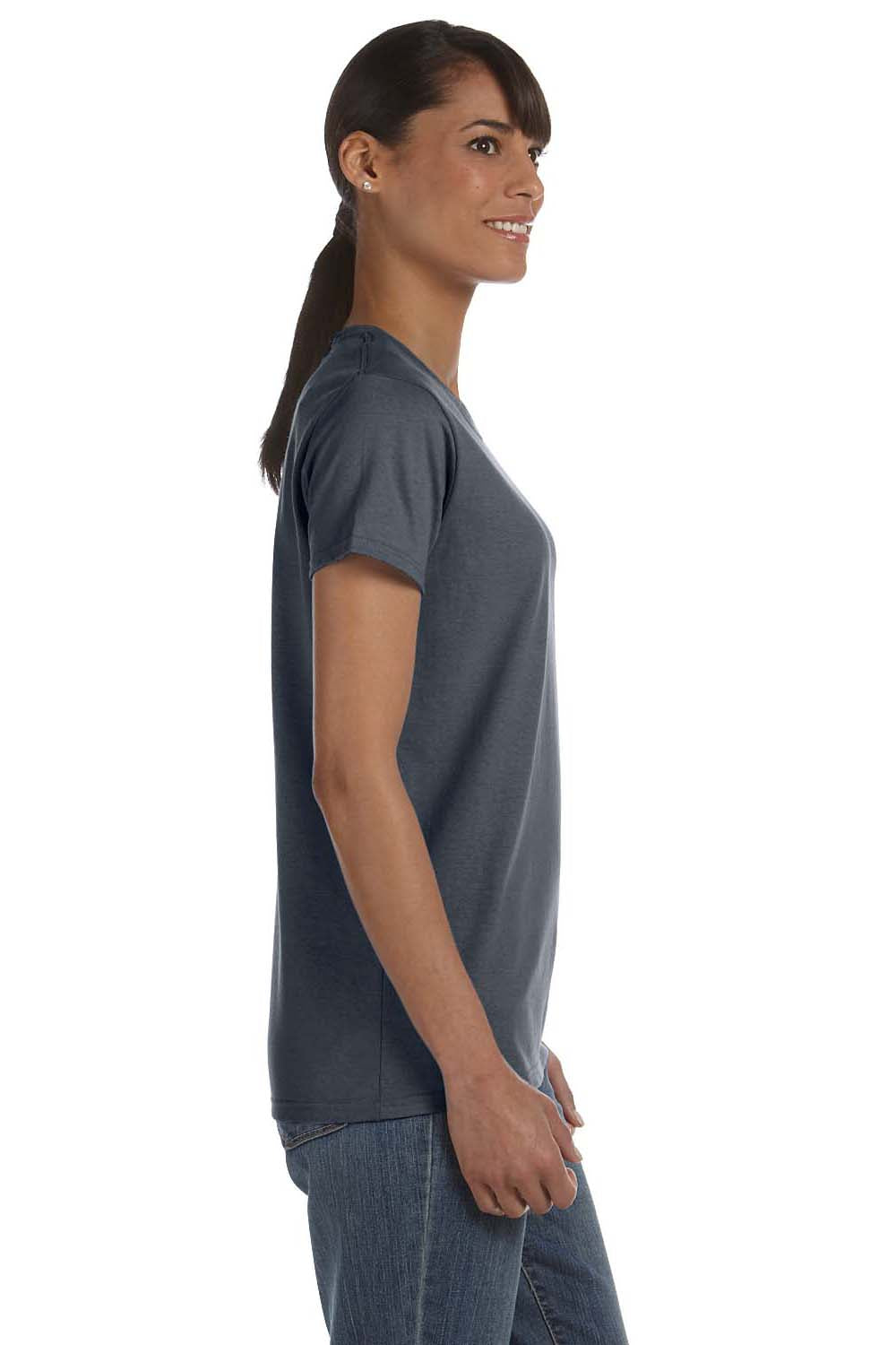 Gildan G500L Womens Short Sleeve Crewneck T-Shirt Heather Dark Grey Side